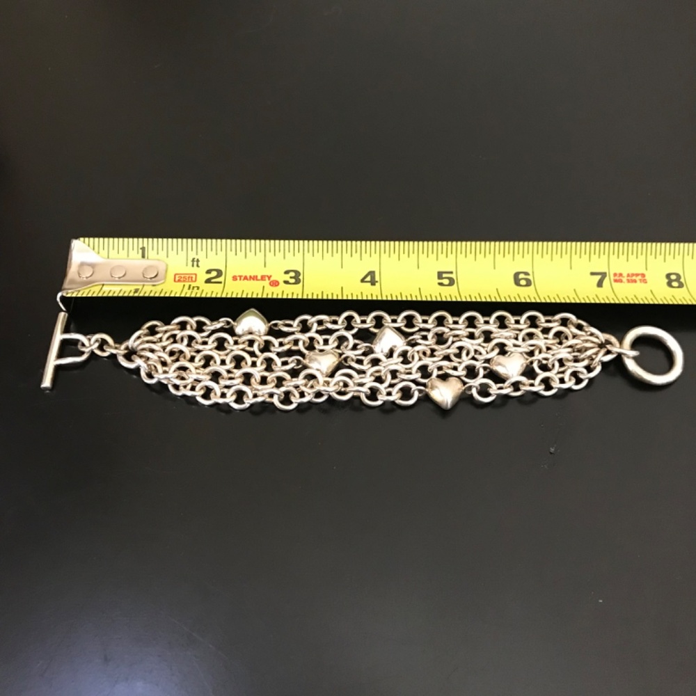 Tiffany & Co. Sterling Silver  Puffed Hearts Multi Chain Toggle Bracelet NWOT. - Picture 4 of 5